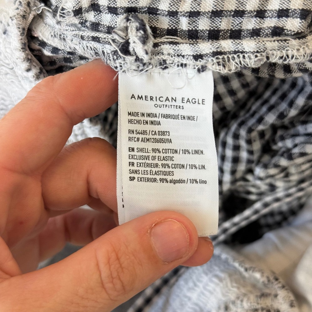 American Eagle Gingham Tie Back Midi Dress Womens Medium Black White - Picture 5 of 8